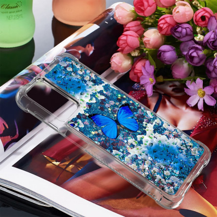 Coque Samsung Galaxy A32 5G Papillons Bleus Paillettes Coque Samsung Galaxy A32 5G Papillons Bleus Paillettes