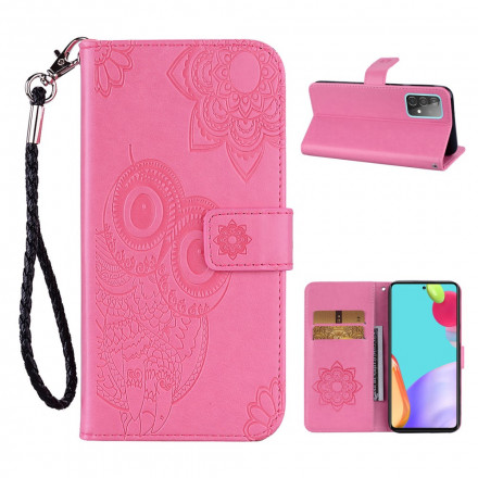 Housse Samsung Galaxy A52 5G Hibou Mandala et Lanière Housse Samsung Galaxy A52 5G Hibou Mandala et Lanière