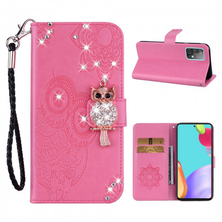Housse Samsung Galaxy A52 5G Hibou Mandala et Breloque Housse Samsung Galaxy A52 5G Hibou Mandala et Breloque