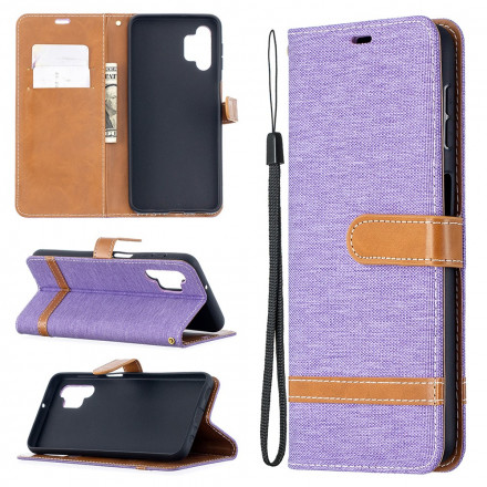 Housse Samsung Galaxy A32 5G Tissu et Effet Cuir à Lanière Housse Samsung Galaxy A32 5G Tissu et Effet Cuir à Lanière