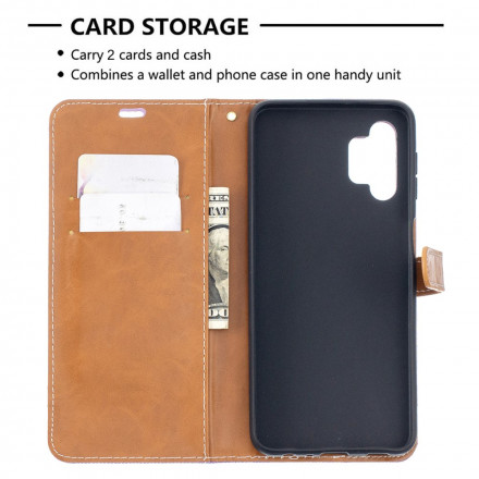 Housse Samsung Galaxy A32 5G Tissu et Effet Cuir à Lanière Housse Samsung Galaxy A32 5G Tissu et Effet Cuir à Lanière