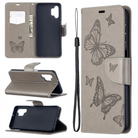 Housse Samsung Galaxy A32 5G Les Papillons en Vol avec Lanière