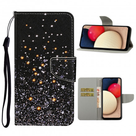 Housse Samsung Galaxy A52 5G Étoiles et Paillettes avec Lanière Housse Samsung Galaxy A52 5G Étoiles et Paillettes avec Lanière