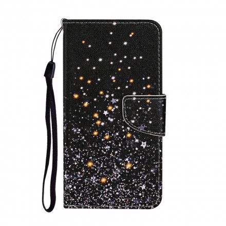 Housse Samsung Galaxy A52 5G Étoiles et Paillettes avec Lanière Housse Samsung Galaxy A52 5G Étoiles et Paillettes avec Lanière