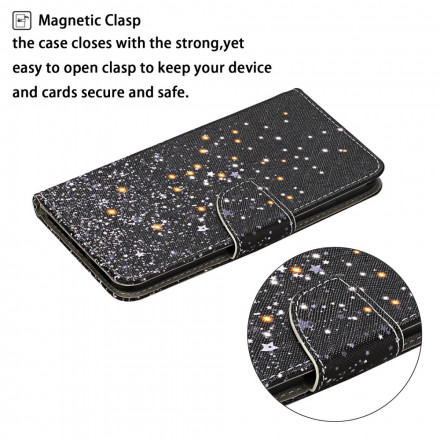 Housse Samsung Galaxy A52 5G Étoiles et Paillettes avec Lanière Housse Samsung Galaxy A52 5G Étoiles et Paillettes avec Lanière
