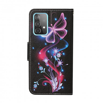 Housse Samsung Galaxy A52 5G Papillons et Lanière Housse Samsung Galaxy A52 5G Papillons et Lanière