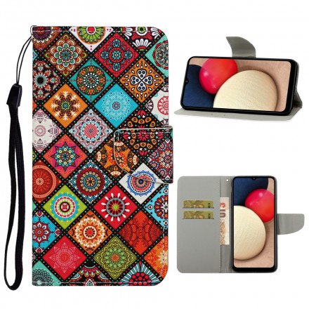 Housse Samsung Galaxy A52 5G Patchwork Mandalas avec Lanière Housse Samsung Galaxy A52 5G Patchwork Mandalas avec Lanière