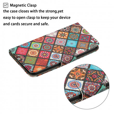 Housse Samsung Galaxy A52 5G Patchwork Mandalas avec Lanière Housse Samsung Galaxy A52 5G Patchwork Mandalas avec Lanière