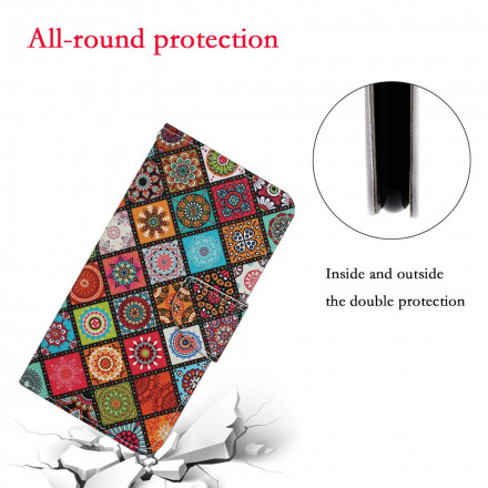Housse Samsung Galaxy A52 5G Patchwork Mandalas avec Lanière Housse Samsung Galaxy A52 5G Patchwork Mandalas avec Lanière