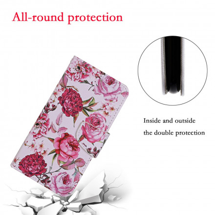 Housse Samsung Galaxy A52 5G Fleurs Magistrales avec Lanière Housse Samsung Galaxy A52 5G Fleurs Magistrales avec Lanière