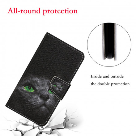 Housse Samsung Galaxy A52 5G Chat aux Yeux Verts avec Lanière Housse Samsung Galaxy A52 5G Chat aux Yeux Verts avec Lanière