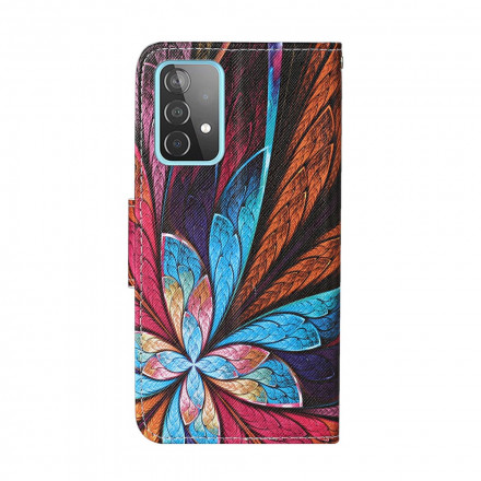 Housse Samsung Galaxy A52 5G Feuilles Colorées avec Lanière Housse Samsung Galaxy A52 5G Feuilles Colorées avec Lanière