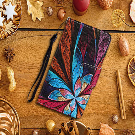 Housse Samsung Galaxy A52 5G Feuilles Colorées avec Lanière Housse Samsung Galaxy A52 5G Feuilles Colorées avec Lanière