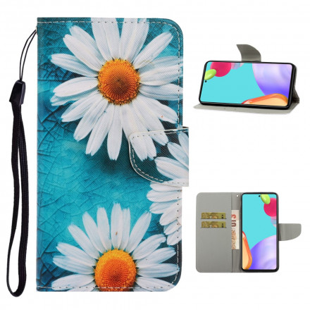 Housse Samsung Galaxy A52 5G Marguerites à Lanière Housse Samsung Galaxy A52 5G Marguerites à Lanière
