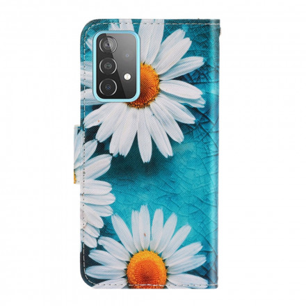 Housse Samsung Galaxy A52 5G Marguerites à Lanière