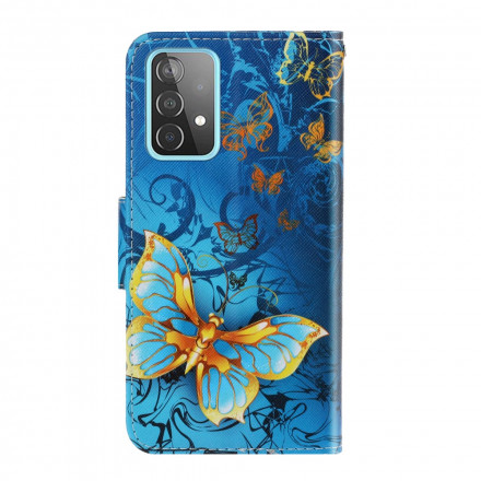 Housse Samsung Galaxy A52 5G Variations Papillons à Lanière