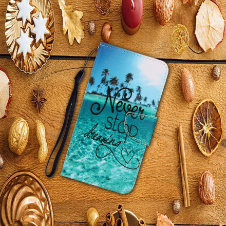 Housse Samsung Galaxy A52 5G Never Stop Dreaming Marine à Lanière Housse Samsung Galaxy A52 5G Never Stop Dreaming Marine à Lanière