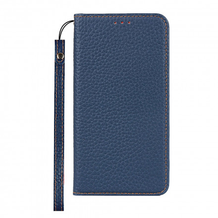 Flip Cover Google Pixel 4a Cuir Litchi Véritable à Lanière Flip Cover Google Pixel 4a Cuir Litchi Véritable à Lanière