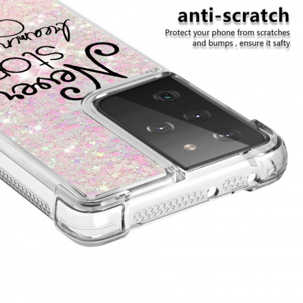Coque Samsung Galaxy S21 Ultra 5G Never Stop Dreaming Paillettes Coque Samsung Galaxy S21 Ultra 5G Never Stop Dreaming Paillettes