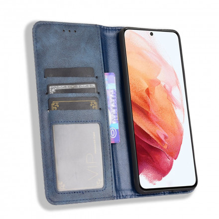 Flip Cover Samsung Galaxy S21 Plus 5G Effet Cuir Vintage Stylisé Flip Cover Samsung Galaxy S21 Plus 5G Effet Cuir Vintage Stylisé