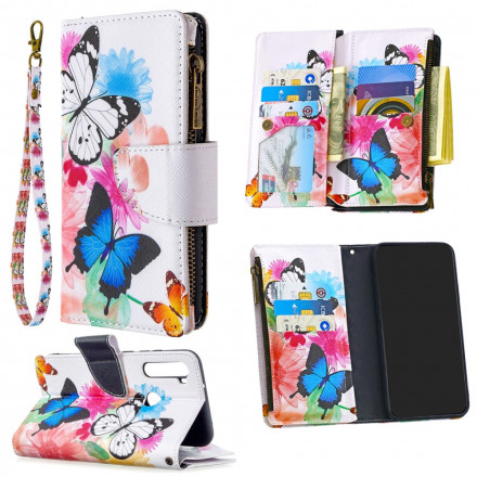 Housse Xiaomi Redmi Note 8T Poche Zippée Papillons Housse Xiaomi Redmi Note 8T Poche Zippée Papillons