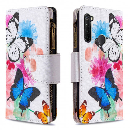 Housse Xiaomi Redmi Note 8T Poche Zippée Papillons Housse Xiaomi Redmi Note 8T Poche Zippée Papillons