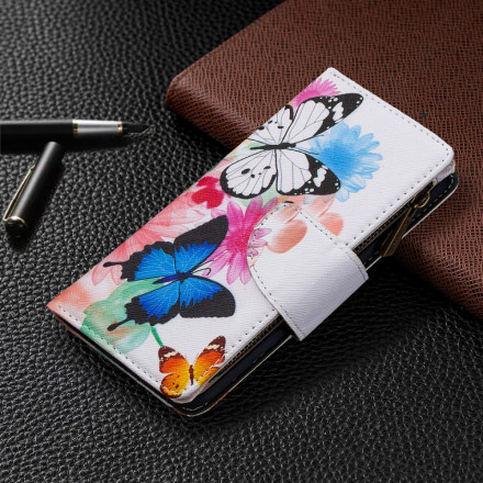 Housse Xiaomi Redmi Note 8T Poche Zippée Papillons