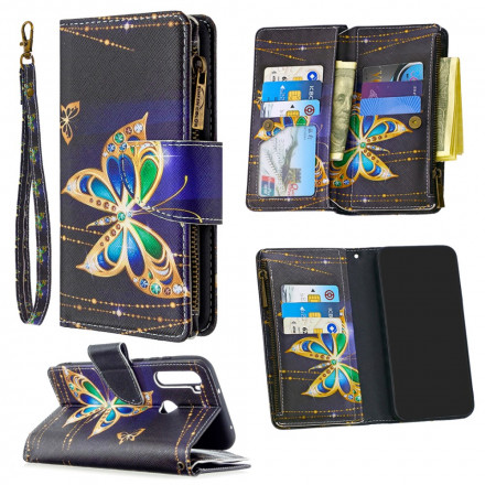 Housse Xiaomi Redmi Note 8T Poche Zippée Papillon Dorés Housse Xiaomi Redmi Note 8T Poche Zippée Papillon Dorés