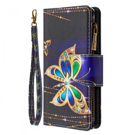 Housse Xiaomi Redmi Note 8T Poche Zippée Papillon Dorés Housse Xiaomi Redmi Note 8T Poche Zippée Papillon Dorés