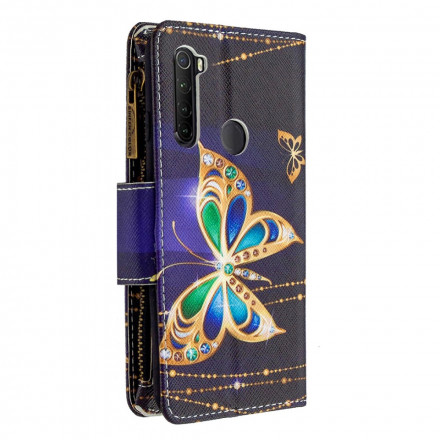 Housse Xiaomi Redmi Note 8T Poche Zippée Papillon Dorés Housse Xiaomi Redmi Note 8T Poche Zippée Papillon Dorés