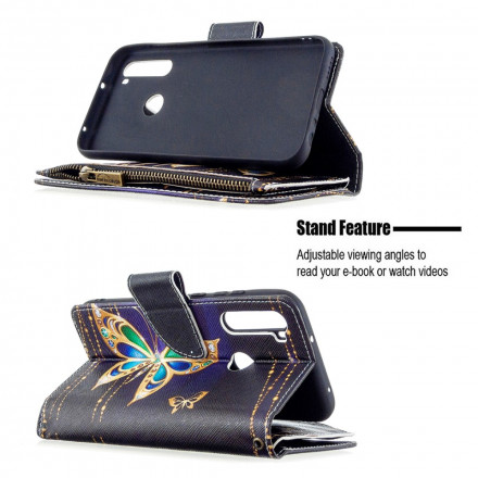 Housse Xiaomi Redmi Note 8T Poche Zippée Papillon Dorés Housse Xiaomi Redmi Note 8T Poche Zippée Papillon Dorés