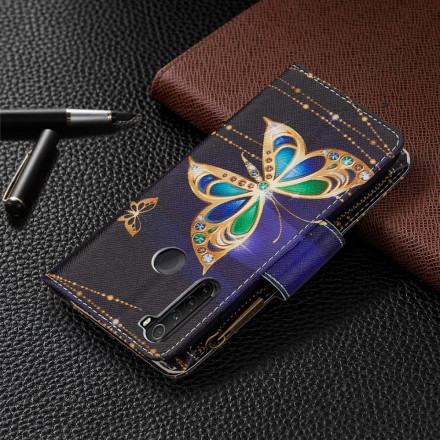 Housse Xiaomi Redmi Note 8T Poche Zippée Papillon Dorés Housse Xiaomi Redmi Note 8T Poche Zippée Papillon Dorés