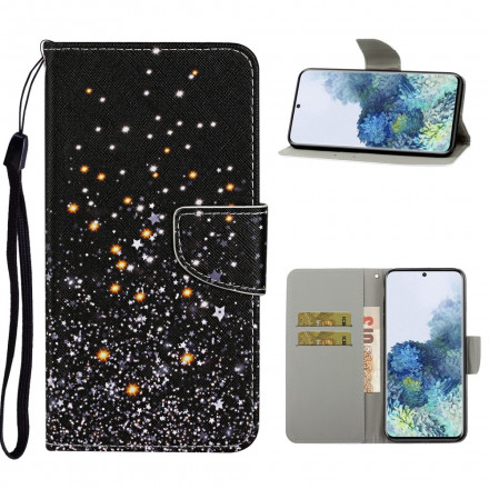 Housse Samsung Galaxy S21 Ultra 5G Étoiles et Paillettes avec Lanière Housse Samsung Galaxy S21 Ultra 5G Étoiles et Paillettes avec Lanière