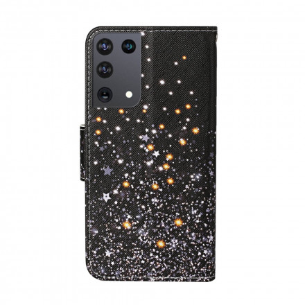 Housse Samsung Galaxy S21 Ultra 5G Étoiles et Paillettes avec Lanière Housse Samsung Galaxy S21 Ultra 5G Étoiles et Paillettes avec Lanière