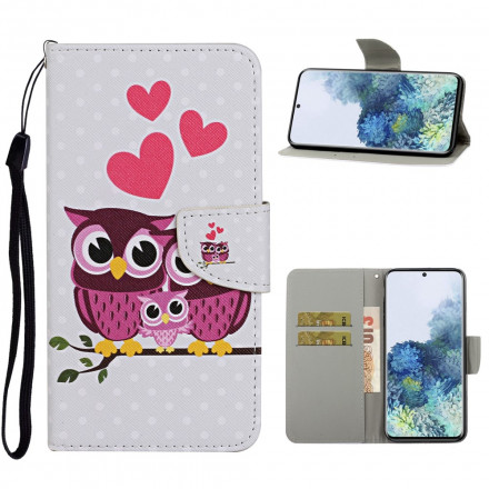 Housse Samsung Galaxy S21 Ultra 5G Famille de Hiboux avec Lanière Housse Samsung Galaxy S21 Ultra 5G Famille de Hiboux avec Lanière