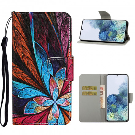 Housse Samsung Galaxy S21 Ultra 5G Feuilles Colorées avec Lanière Housse Samsung Galaxy S21 Ultra 5G Feuilles Colorées avec Lanière