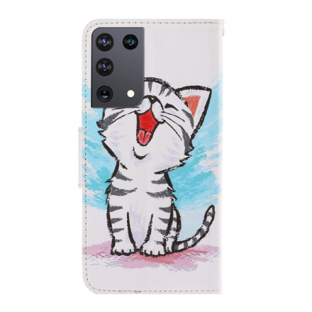 Housse Samsung Galaxy S21 Ultra 5G Chaton Couleur à Lanière Housse Samsung Galaxy S21 Ultra 5G Chaton Couleur à Lanière
