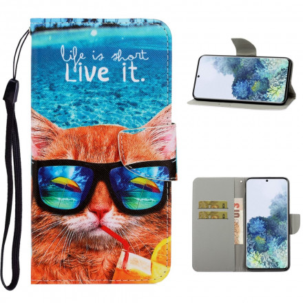 Housse Samsung Galaxy S21 Ultra 5G Cat Live It à Lanière Housse Samsung Galaxy S21 Ultra 5G Cat Live It à Lanière