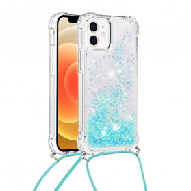 Coque iPhone 12 Mini Paillettes et Cordon