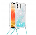 Coque iPhone 12 Mini Paillettes et Cordon