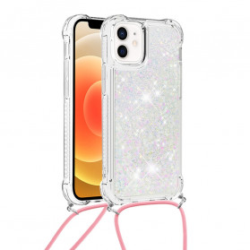 Coque iPhone 12 Mini Paillettes et Cordon