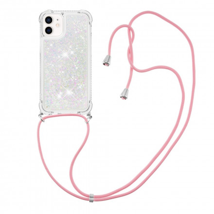 Coque iPhone 12 Mini Paillettes et Cordon