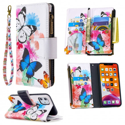 Housse iPhone 11 Poche Zippée Papillons Housse iPhone 11 Poche Zippée Papillons
