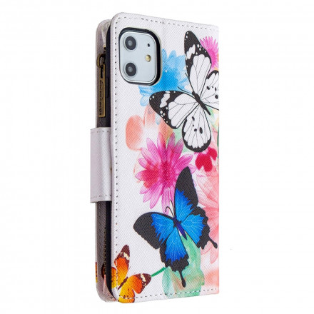 Housse iPhone 11 Poche Zippée Papillons Housse iPhone 11 Poche Zippée Papillons