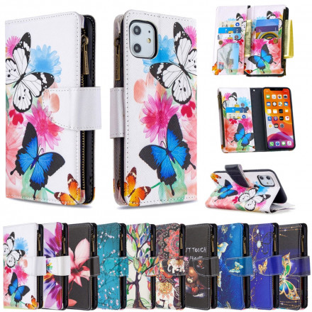 Housse iPhone 11 Poche Zippée Papillons Housse iPhone 11 Poche Zippée Papillons
