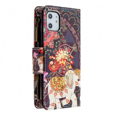 Housse iPhone 11 Poche Zippée Éléphant Housse iPhone 11 Poche Zippée Éléphant