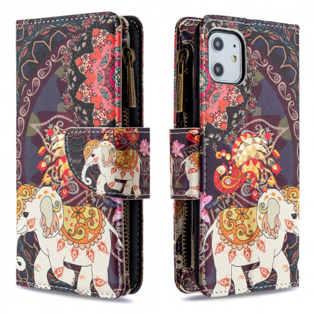 Housse iPhone 11 Poche Zippée Éléphant Housse iPhone 11 Poche Zippée Éléphant