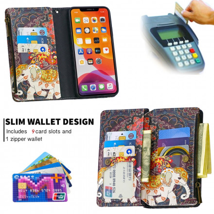 Housse iPhone 11 Poche Zippée Éléphant Housse iPhone 11 Poche Zippée Éléphant