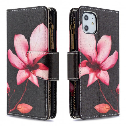 Housse iPhone 11 Poche Zippée Fleur