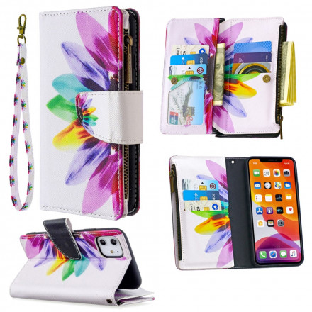 Housse iPhone 11 Poche Zippée Fleur Housse iPhone 11 Poche Zippée Fleur